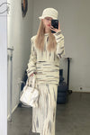 SWAYING/KNIT coarse wool gradient pullover SW22AW1T71 white/black brown